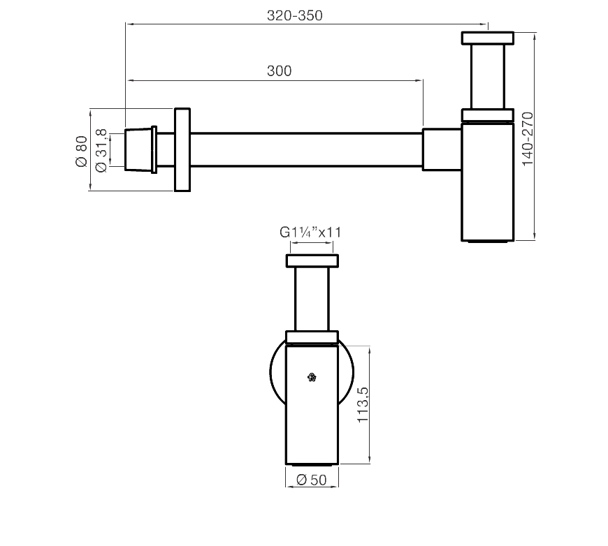 0242.03 – Descarga con sifón para lavatorio – FV – Grifería de alta