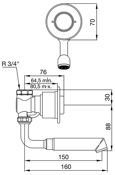 0342 – Pressmatic – Válvula automática de pared antivandálica – FV