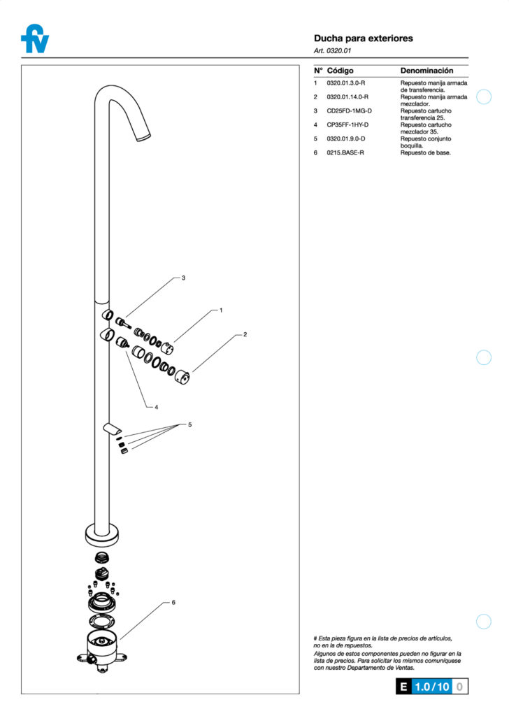 0320.01 – Ducha para exteriores – FV – Grifería de alta tecnología